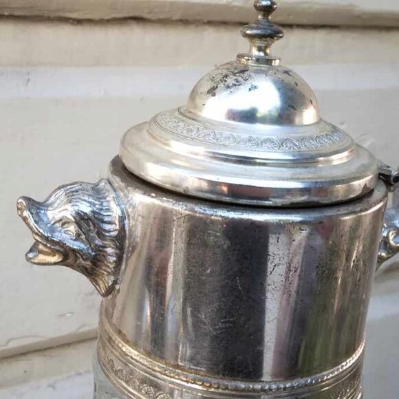 VTG Italian Diamond Point Crystal Decanter W/Silverplated Dog Head Spout/Han - Picture 7 of 11